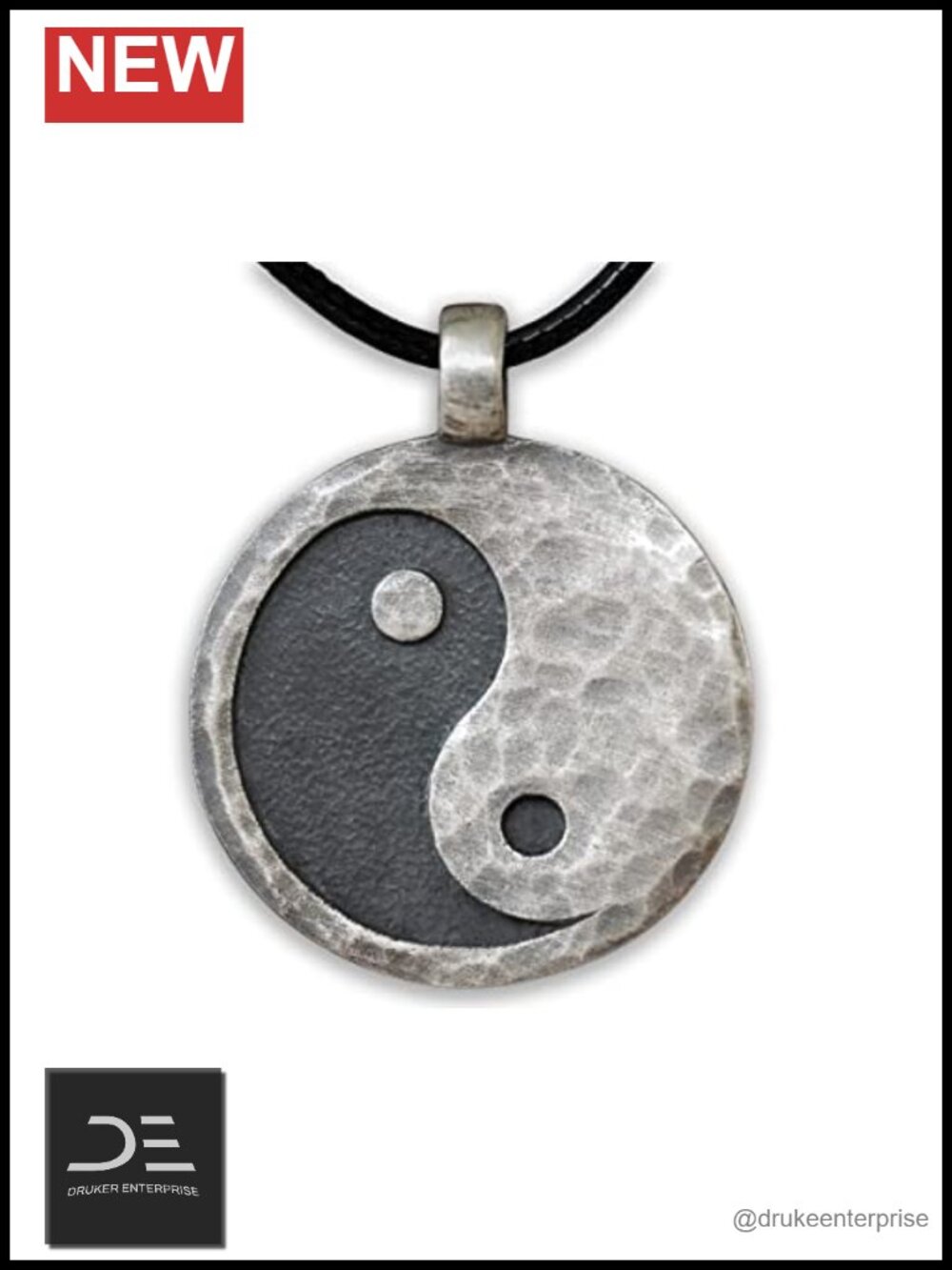 Silver Yin Yang Wolf Pendant Necklace Adjustable String